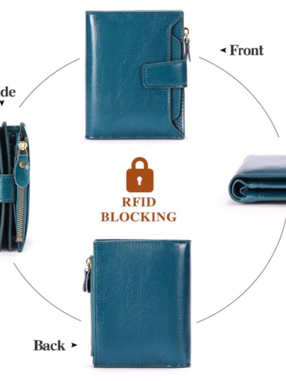 FALAN MULE Small Wallet for Women Leather Bifold Compact RFID Blocking Small Wom - Picture 4 of 5